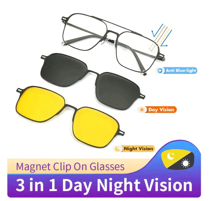 Aviators with Yellow & Black Clip-Ons