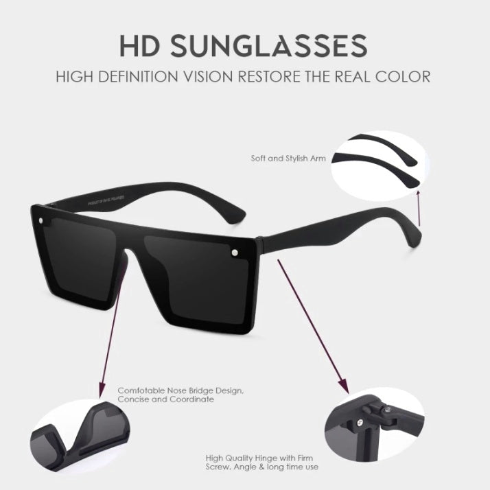 Full Black Square Sunglasses