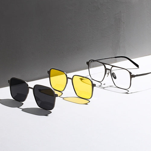 Aviators with Yellow & Black Clip-Ons